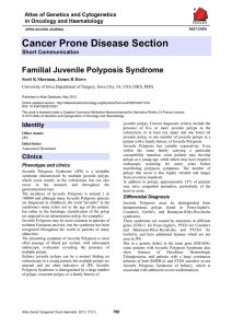 Cancer Prone Disease Section Familial Juvenile Polyposis Syndrome in Oncology and Haematology