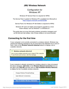 JMU Wireless Network Configuration for Windows XP
