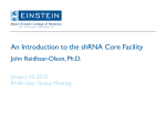 Einstein Presentation Title An Introduction to the shRNA Core Facility