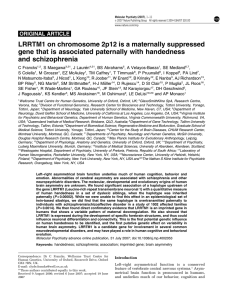 LRRTM1 on chromosome 2p12 is a maternally suppressed