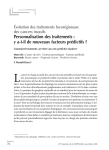 L Personnalisation des traitements : y a-t-il de nouveaux facteurs prédictifs ?