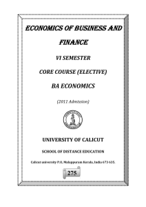 Economics Of Business And Finance BA ECONOMICS 275