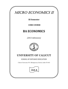 MICRO ECONOMICS II BA ECONOMICS UNIVERSITY OF CALICUT