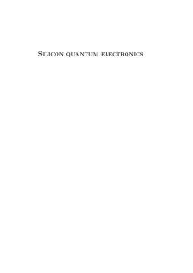 Silicon quantum electronics