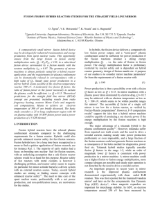 FUSION-FISSION HYBRID REACTOR STUDIES FOR THE STRAIGHT FIELD LINE MIRROR