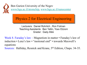 Physics 2 for Electrical Engineering Ben Gurion University of the Negev , www.bgu.ac.il/atomchip