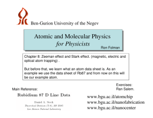 Atomic and Molecular Physics for Physicists Ben-Gurion University of the Negev