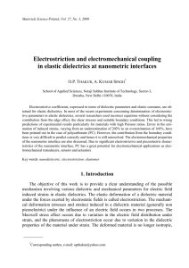 Electrostriction and electromechanical coupling in elastic dielectrics at nanometric interfaces O.P. T
