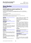 Gene Section KLK10 (kallikrein-related peptidase 10) Atlas of Genetics and Cytogenetics