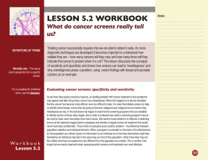 LESSON 5.2 WORKBOOK What do cancer screens really tell