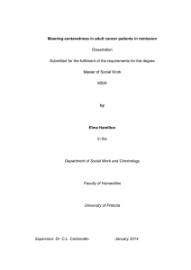 Dissertation Submitted for the fulfilment of the requirements for the degree MSW