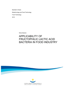 APPLICABILITY OF FRUCTOPHILIC LACTIC ACID BACTERIA IN FOOD INDUSTRY