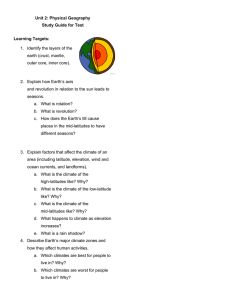 Unit 2: Physical Geography  Study Guide for Test  Learning Targets:   