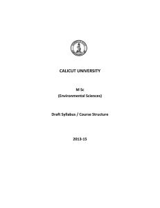 CALICUT UNIVERSITY M Sc (Environmental Sciences) Draft Syllabus / Course Structure