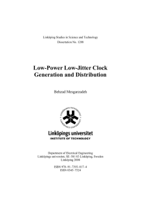 Low-Power Low-Jitter Clock Generation and Distribution Behzad Mesgarzadeh