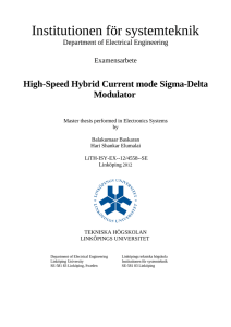 Institutionen för systemteknik High-Speed Hybrid Current mode Sigma-Delta Modulator
