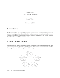 Math 4707 The Catalan Nunbers 1 Introduction