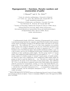 Hypergeometric τ -functions, Hurwitz numbers and paths J. Harnad and A. Yu. Orlov