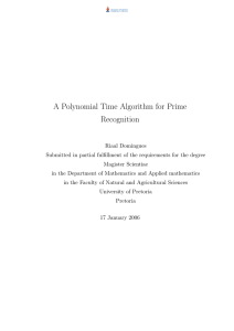 A Polynomial Time Algorithm for Prime Recognition