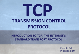 TCP TRANSMISSION CONTROL PROTOCOL INTRODUCTION TO TCP,  THE INTERNET'S