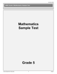 Mathematics Sample Test Grade 5