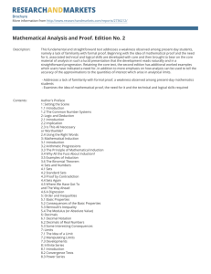 Mathematical Analysis and Proof. Edition No. 2 Brochure