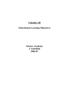 Calculus AB Educational Learning Objectives Science Academy