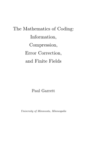 The Mathematics of Coding: Information, Compression, Error Correction,