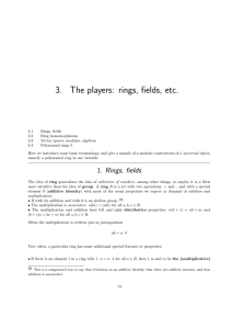 3. The players: rings, fields, etc.