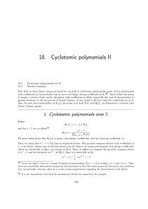 18. Cyclotomic polynomials II