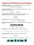 Algebra Terms/Definitions and Examples