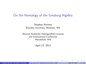 On the Homology of the Ginzburg Algebra Stephen Hermes