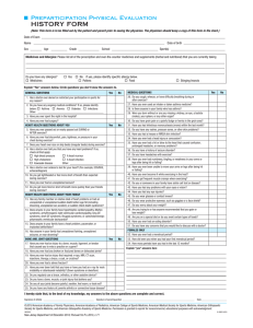 HISTORY FORM ■ Preparticipation Physical Evaluation