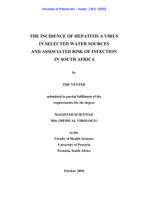 THE INCIDENCE OF HEPATITIS A VIRUS IN SELECTED WATER SOURCES