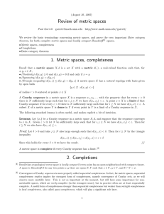 Review of metric spaces