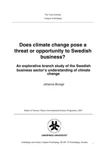 Does climate change pose a threat or opportunity to Swedish business?