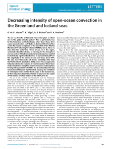 Decreasing intensity of open-ocean convection in the Greenland and Iceland seas LETTERS *