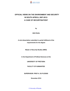 OFFICIAL VIEWS ON THE ENVIRONMENT AND SECURITY IN SOUTH AFRICA, 2007-2012: