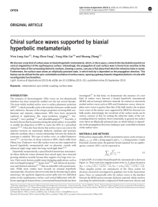 Chiral surface waves supported by biaxial hyperbolic metamaterials ORIGINAL ARTICLE Wen-Long Gao