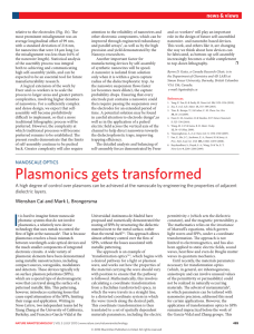 I Plasmonics gets transformed news &amp; views