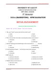 VI Semester UNIVERSITY OF CALICUT B.B.A (MARKETING) - SPECIALISATION RETAIL MANAGEMENT