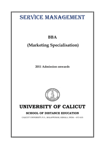 SERVICE MANAGEMENT UNIVERSITY OF CALICUT BBA (Marketing Specialisation)