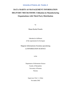 DATA MARTS AS MANAGEMENT INFORMATION DELIVERY MECHANISMS: Utilisation in Manufacturing