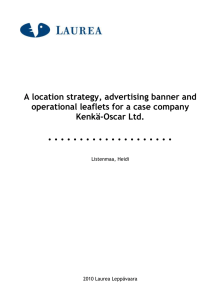 A location strategy, advertising banner and Kenkä-Oscar Ltd. Listenmaa, Heidi