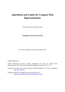 Algorithms and Limits for Compact Plan Representations Linköping University Post Print