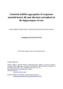 Genistein inhibits aggregation of exogenous amyloid-beta(1-40) and alleviates astrogliosis in