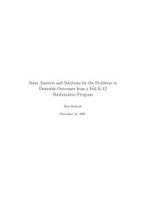 Some Answers and Solutions for the Problems in Mathematics Program Bert Fristedt