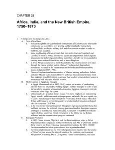 Africa, India, and the New British Empire, –1870 1750 CHAPTER 25