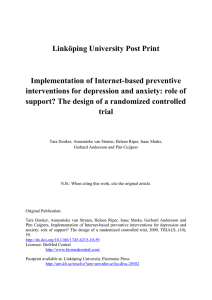 Linköping University Post Print Implementation of Internet-based preventive