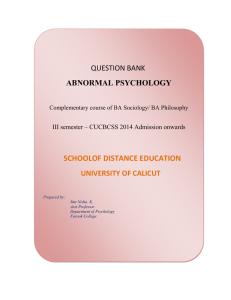 SCHOOLOF DISTANCE EDUCATION QUESTION BANK ABNORMAL PSYCHOLOGY